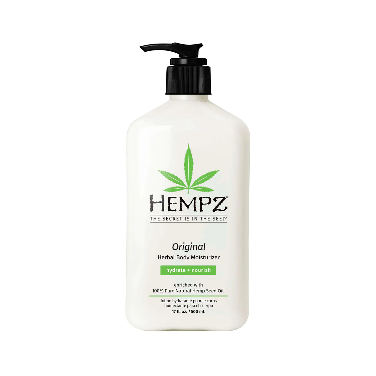 HEMPZ Hydratační tělové mléko s konopným olejem 500 ml